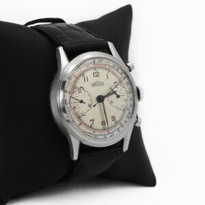 Angelus Vintage Stainless Steel Two Register Chronograph Manual Watch